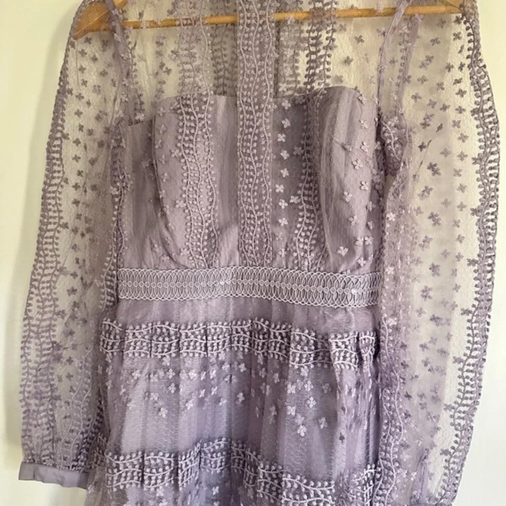 NEW Self-Portrait Lilac Purple Tiered Midi Dress | size UK 6 / US 2 - Picture 6 of 13